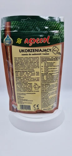 Tył (20260120_153743.jpg): Sposób użycia ukorzeniacza przy wysiewie i sadzeniu na opakowaniu.