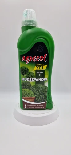 Przód (20260120_140729.jpg): Nawóz Mineral Żel do bukszpanów Agrecol zapewniający gęsty pokrój.