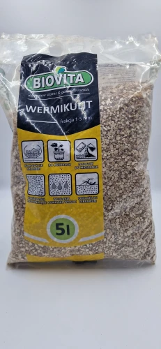Wermikulit Przód (20260121_114343.jpg): Wermikulit Biovita frakcja 1-5 mm 5L do rozluźniania gleby.