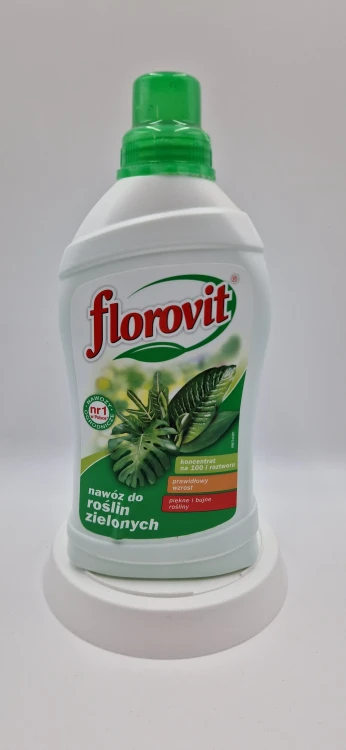 Przód (20260120_154812.jpg): Nawóz płynny Florovit do roślin zielonych 1 kg zapewniający intensywny wzrost.