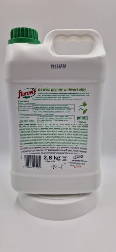 Tył (20260120_155410.jpg): Dawkowanie nawozu uniwersalnego Florovit 2,8 kg do warzyw i roślin ozdobnych.