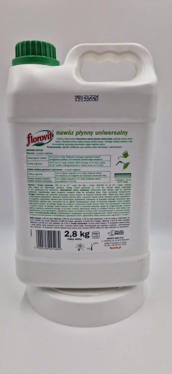 Tył (20260120_155410.jpg): Dawkowanie nawozu uniwersalnego Florovit 2,8 kg do warzyw i roślin ozdobnych.