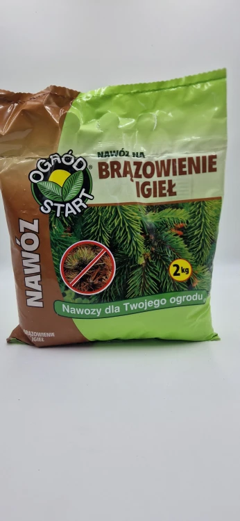 Przód (20260121_120039.jpg): Nawóz przeciw brązowieniu igieł Ogród Start 2 kg z magnezem dla iglaków.