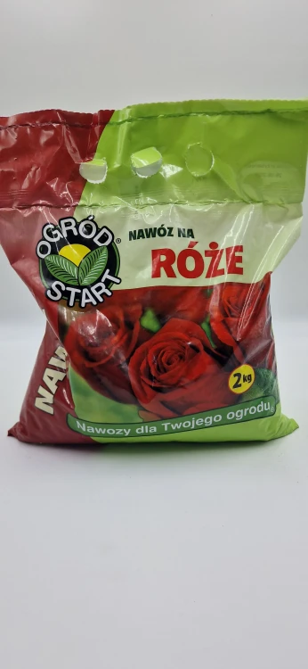 Przód (20260121_115805.jpg): Specjalistyczny nawóz na róże Ogród Start 2 kg intensyfikujący wybarwienie i kwitnienie krzewów.