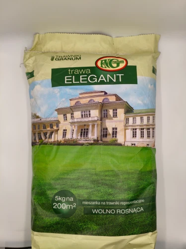 Worek trawy Elegant 5kg wystarcza na duży trawnik ozdobny.