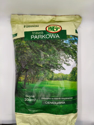 Worek trawy Parkowej Granum 5kg przeznaczony jest na tereny zacienione.
