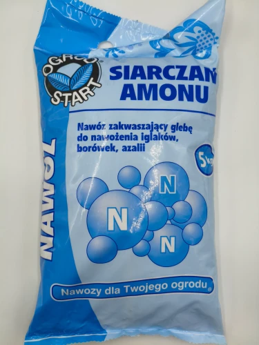 Front 5-kilogramowego worka nawozu zakwaszającego Siarczan Amonu Ogród START.
