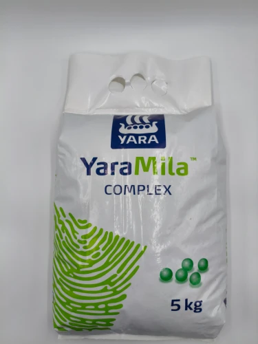 Przednia strona 5-kilogramowego worka nawozu bezchlorkowego YaraMila COMPLEX.