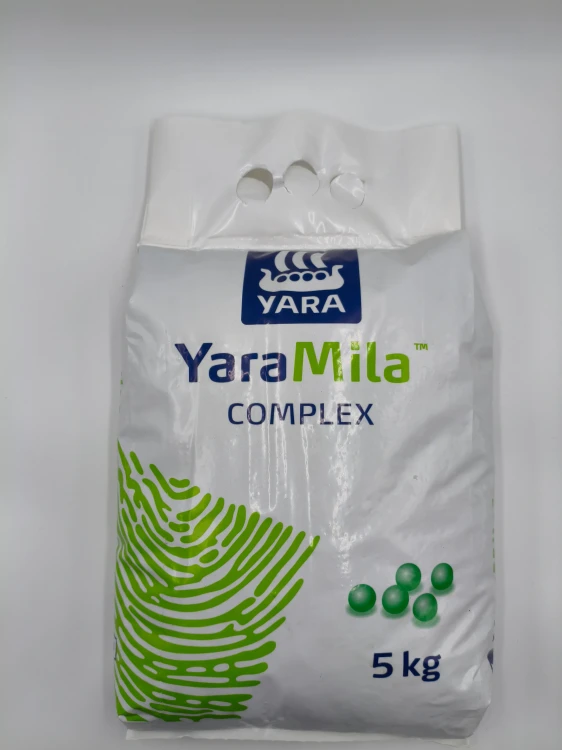 Przednia strona 5-kilogramowego worka nawozu bezchlorkowego YaraMila COMPLEX.