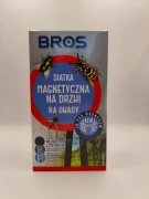 Front opakowania czarnej siatki magnetycznej BROS chroniącej przed muchami, komarami i osami, z systemem automatycznego zamykania.