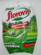 Przednia strona 5kg opakowania nawozu Florovit mistrzowski trawnik w formie mikrogranulatu zapewniającego darń bez mchu
