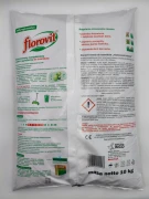 Tylna strona opakowania nawozu w postaci mikrogranulatu Florovit mistrzowski trawnik 10kg z instrukcją dawkowania i składem