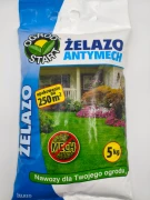 Przód opakowania nawozu Żelazo Antymech marki Ogród Start o wadze 5kg, przeznaczonego na 250m2 trawnika