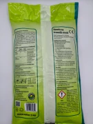 Tylna strona opakowania granulowanego nawozu Ogród Start na trawnik mech z tabelą dawkowania i szczegółowym składem NPK
