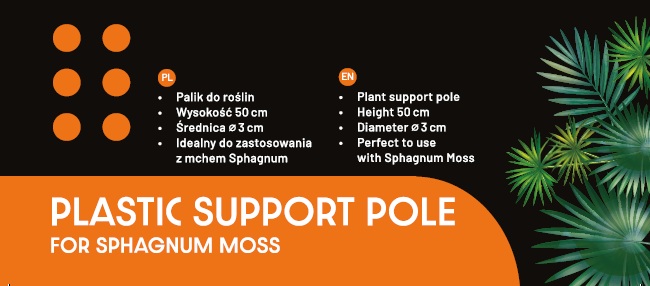 Plastikowy palik / podpórka do roślin - 3cm x 50cm (idealny do zastosowania z mchem Sphagnum)
