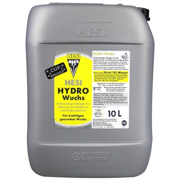 Hesi Hydro Growth 10L - na fazę wzrostu do upraw w hydroponice