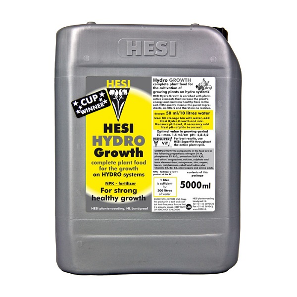 Hesi Hydro Growth 5L - na fazę wzrostu do upraw w hydroponice